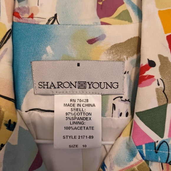 Sharon Young Abstract Funky Print  Multi-Color Jacket Size 10  NWT - Picture 3 of 3